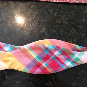 Pink/yellow/red madras Bow Tie